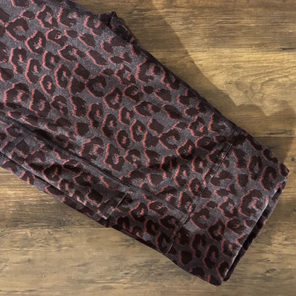 Pact Organic Cotton Leopard Print Pocket Leggings Women's Large High Rise Yoga - Picture 2 of 6
